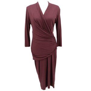 MM.LaFleur Casey Faux Wrap Dress Women L Burgundy Formal Office Career  Polished
